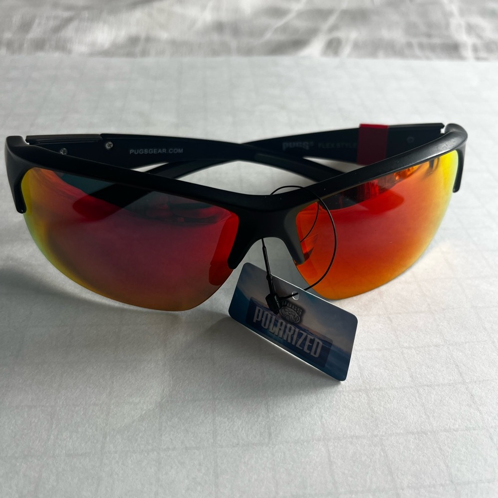 Men's Pugs Flex PF1 Polarized Sunglasses - Black and Red